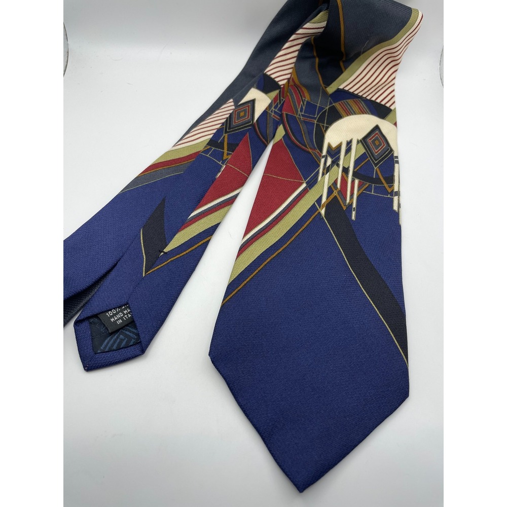 Frank Lloyd Wright Frozen Spheres Silk Tie Blue Red Geometric Made in Italy